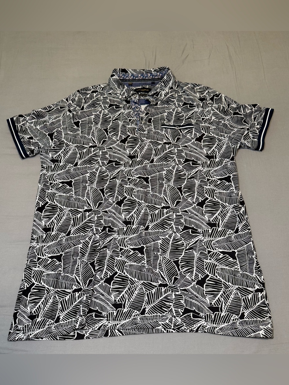 Men’s polo 100% cotton Lloyd and Jefferson large palm leaf print